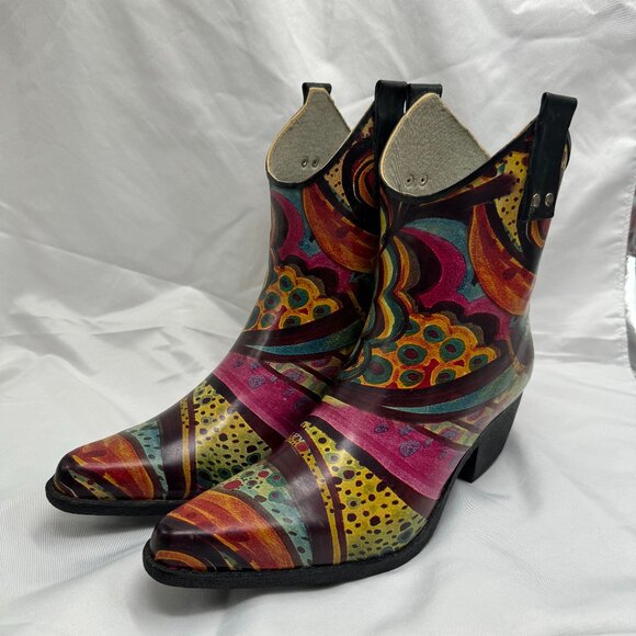 Nomad Shoes - Vintage Nomad Footwear Multi-Color Western Cowboy Style Rain Boots Size 9